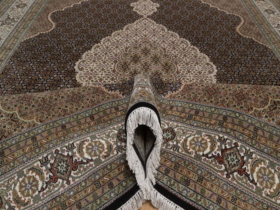 8'11" x 12'2" New Hand Knotted Black Wool Rectangle Oriental Rug - MOA10292699