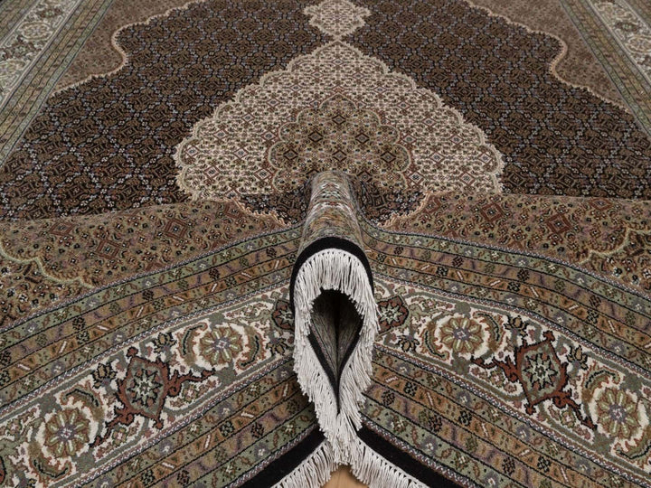 8'11" x 12'2" New Hand Knotted Black Wool Rectangle Oriental Rug - MOA10292699
