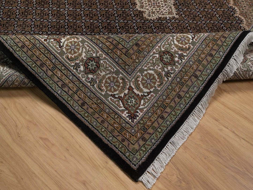 8'11" x 12'2" New Hand Knotted Black Wool Rectangle Oriental Rug - MOA10292699