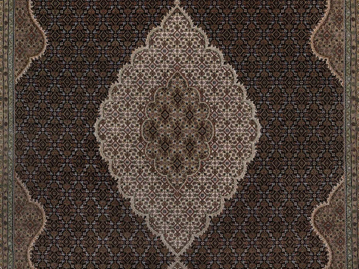 8'11" x 12'2" New Hand Knotted Black Wool Rectangle Oriental Rug - MOA10292699
