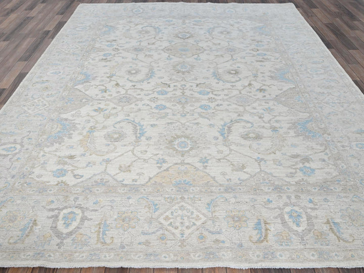 8'0" x 9'8" New Hand Knotted Ivory Wool Rectangle Oriental Rug - MOA102926