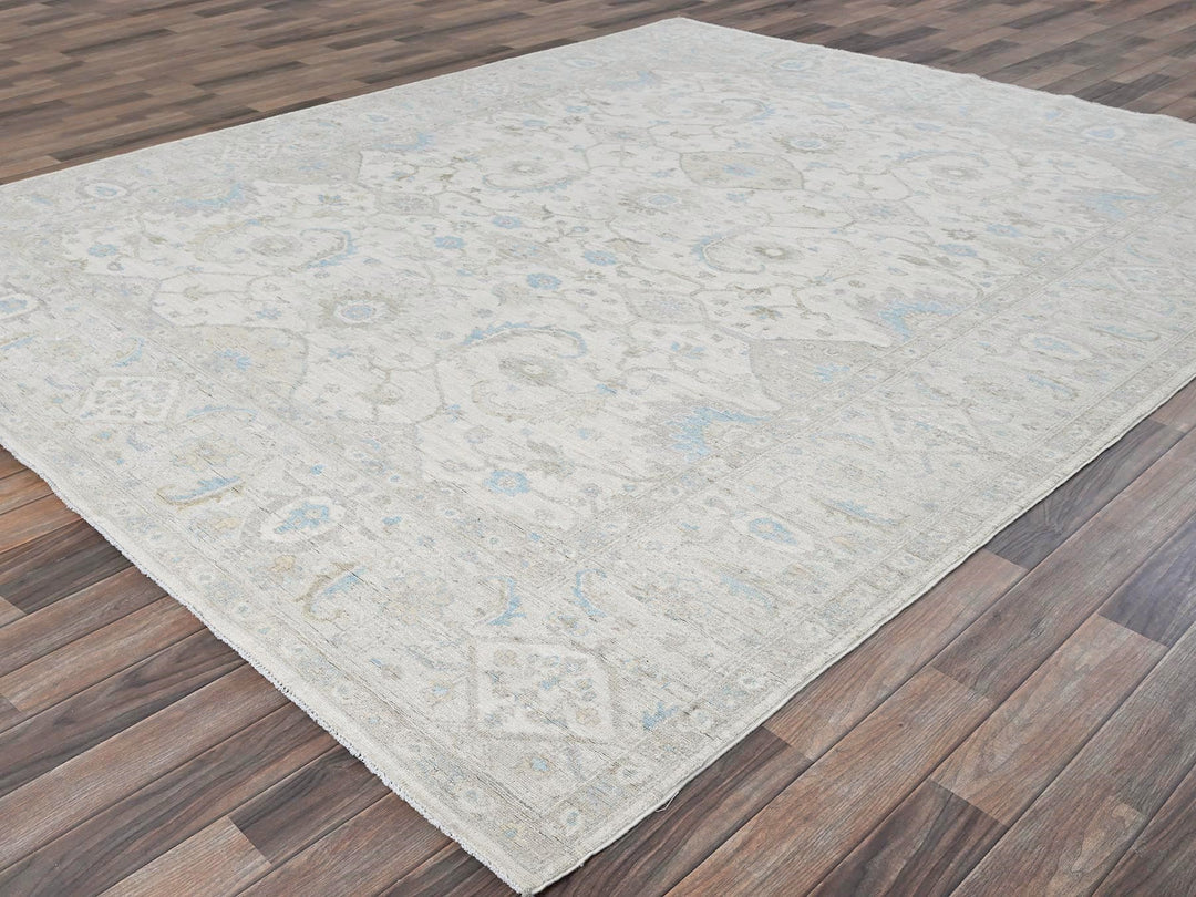 8'0" x 9'8" New Hand Knotted Ivory Wool Rectangle Oriental Rug - MOA102926
