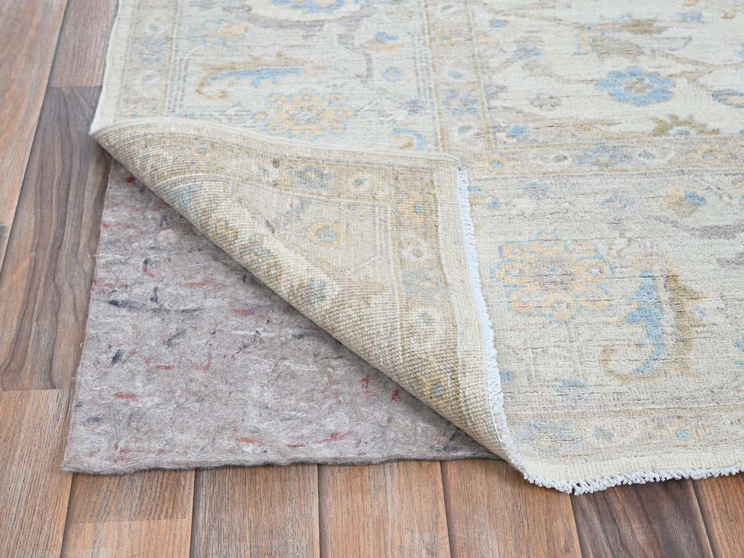 8'0" x 9'8" New Hand Knotted Ivory Wool Rectangle Oriental Rug - MOA102926