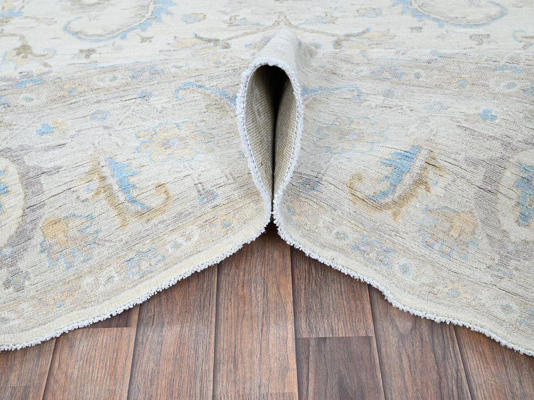 8'0" x 9'8" New Hand Knotted Ivory Wool Rectangle Oriental Rug - MOA102926
