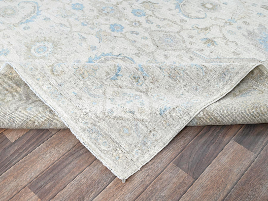 8'0" x 9'8" New Hand Knotted Ivory Wool Rectangle Oriental Rug - MOA102926
