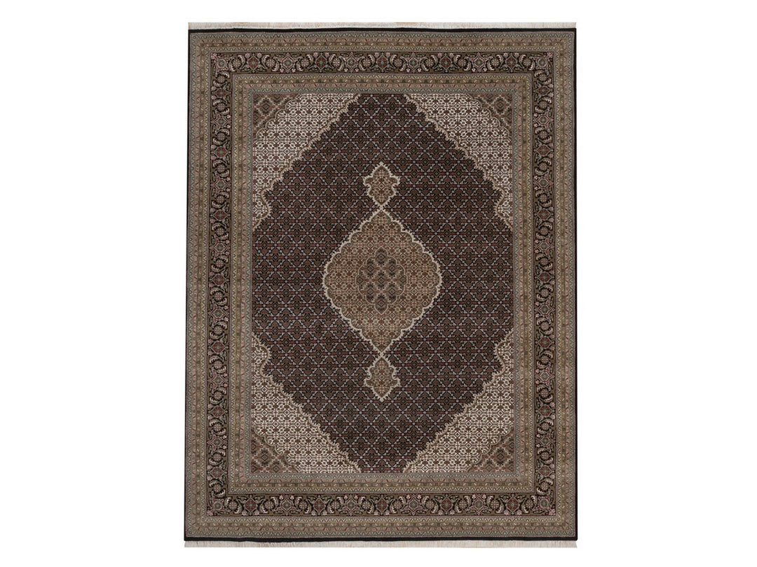 9'0" x 12'0" New Hand Knotted Black Wool Rectangle Oriental Rug - MOA10292700