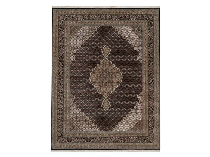 9'0" x 12'0" New Hand Knotted Black Wool Rectangle Oriental Rug - MOA10292700