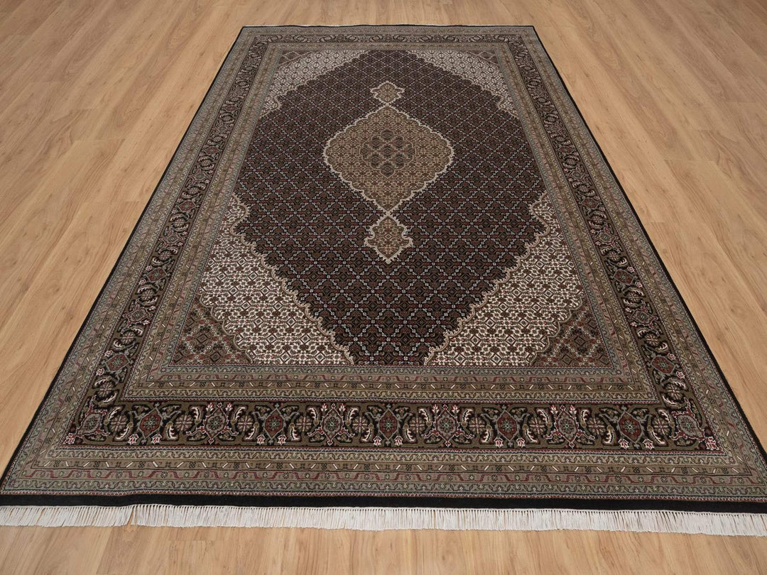 9'0" x 12'0" New Hand Knotted Black Wool Rectangle Oriental Rug - MOA10292700