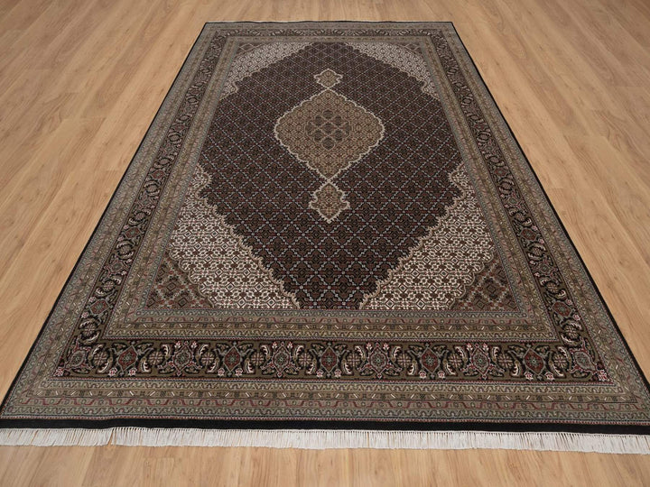 9'0" x 12'0" New Hand Knotted Black Wool Rectangle Oriental Rug - MOA10292700