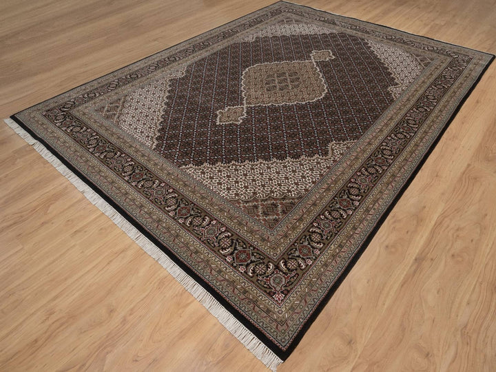 9'0" x 12'0" New Hand Knotted Black Wool Rectangle Oriental Rug - MOA10292700