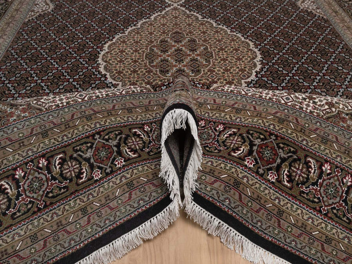 9'0" x 12'0" New Hand Knotted Black Wool Rectangle Oriental Rug - MOA10292700