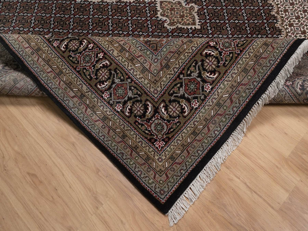9'0" x 12'0" New Hand Knotted Black Wool Rectangle Oriental Rug - MOA10292700
