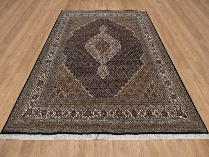 7'10" x 10'0" New Hand Knotted Black Wool Rectangle Oriental Rug - MOA10292701
