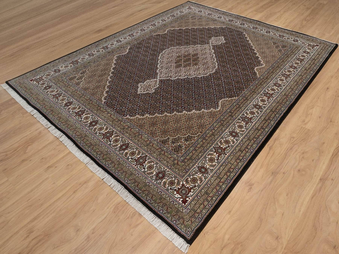 7'10" x 10'0" New Hand Knotted Black Wool Rectangle Oriental Rug - MOA10292701