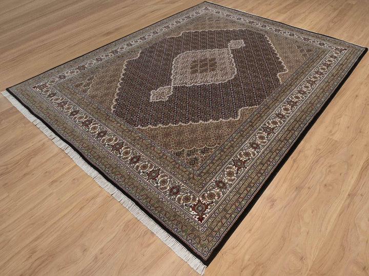 7'10" x 10'0" New Hand Knotted Black Wool Rectangle Oriental Rug - MOA10292701
