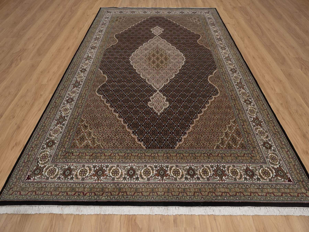 8'9" x 12'4" New Hand Knotted Black Wool Rectangle Oriental Rug - MOA10292702