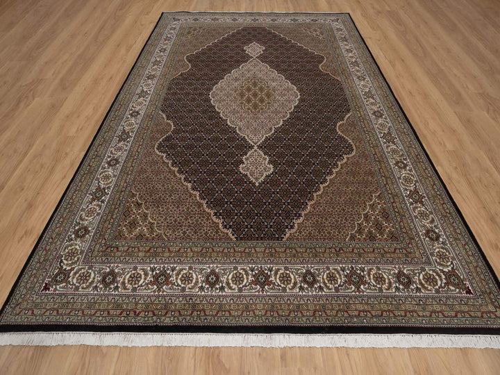 8'9" x 12'4" New Hand Knotted Black Wool Rectangle Oriental Rug - MOA10292702