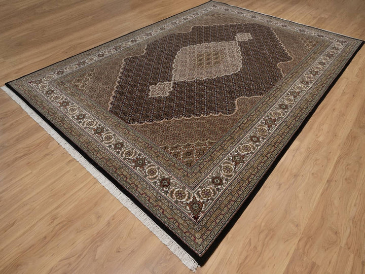 8'9" x 12'4" New Hand Knotted Black Wool Rectangle Oriental Rug - MOA10292702