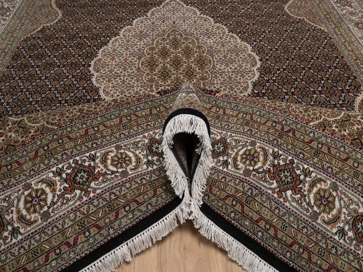 8'9" x 12'4" New Hand Knotted Black Wool Rectangle Oriental Rug - MOA10292702