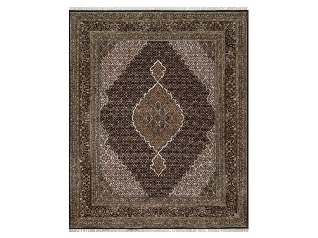 7'11" x 9'11" New Hand Knotted Black Wool Rectangle Oriental Rug - MOA10292703