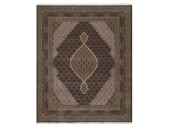 7'11" x 9'11" New Hand Knotted Black Wool Rectangle Oriental Rug - MOA10292703