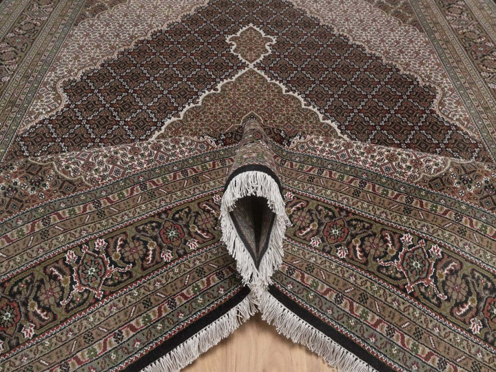 7'11" x 9'11" New Hand Knotted Black Wool Rectangle Oriental Rug - MOA10292703