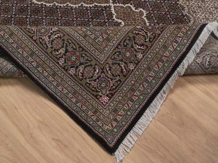 7'11" x 9'11" New Hand Knotted Black Wool Rectangle Oriental Rug - MOA10292703