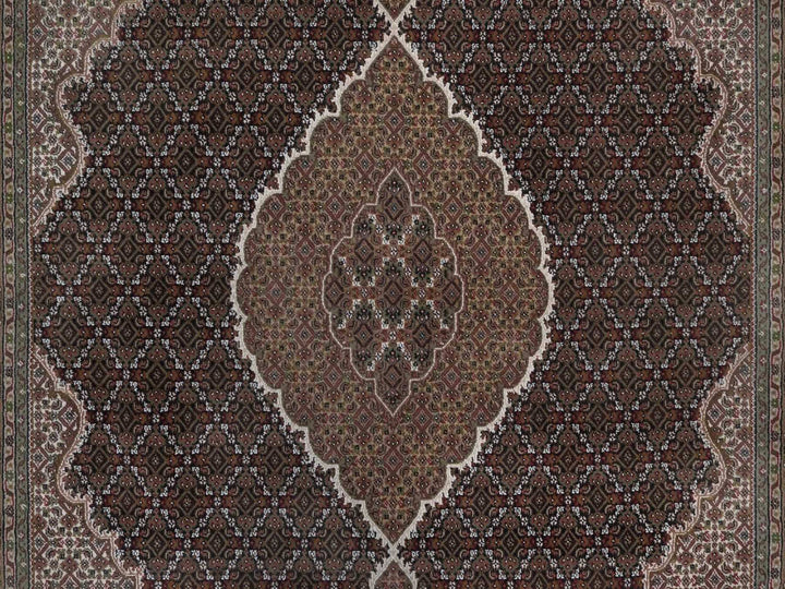 7'11" x 9'11" New Hand Knotted Black Wool Rectangle Oriental Rug - MOA10292703