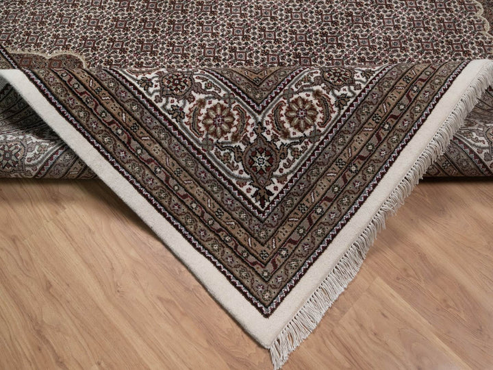 9'11" x 14'1" New Hand Knotted Ivory Wool Rectangle Oriental Rug - MOA10292705