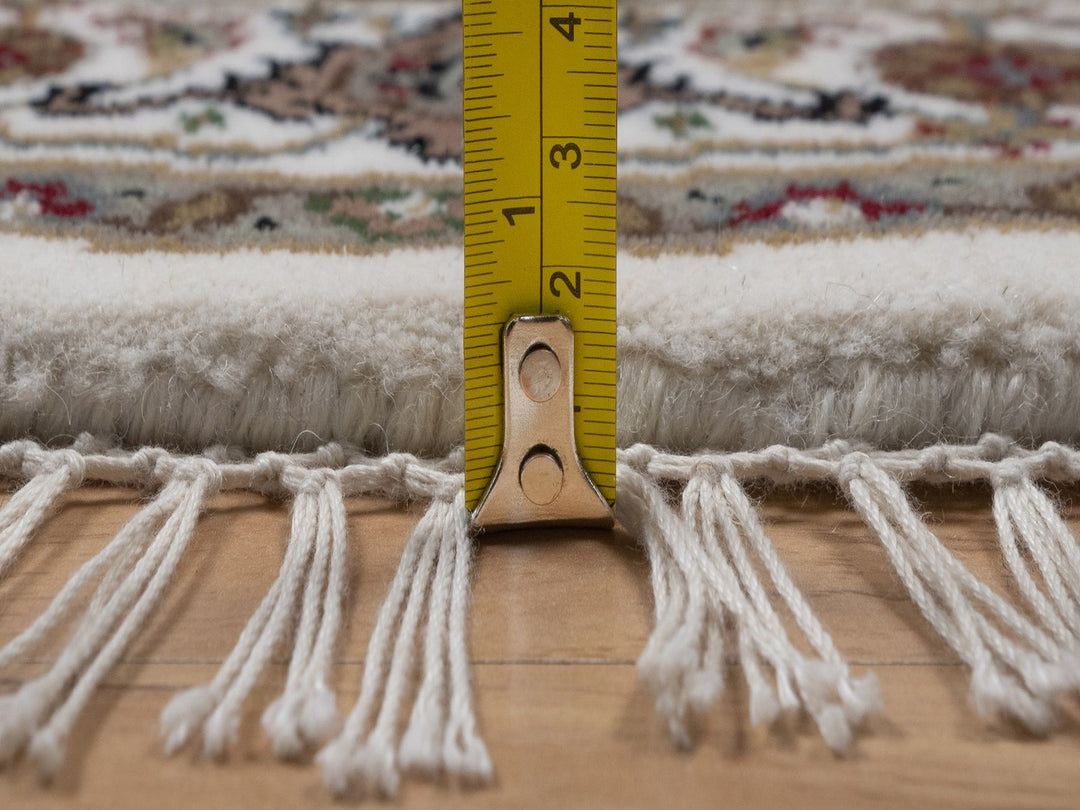 3'4" x 3'4" New Hand Knotted Ivory Wool Round Oriental Rug - MOA10292706