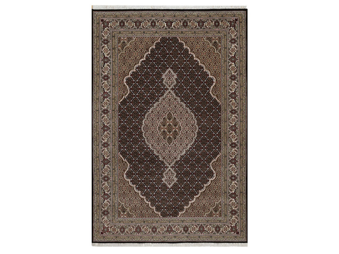 6'0" x 9'0" New Hand Knotted Black Wool Rectangle Oriental Rug - MOA10292707