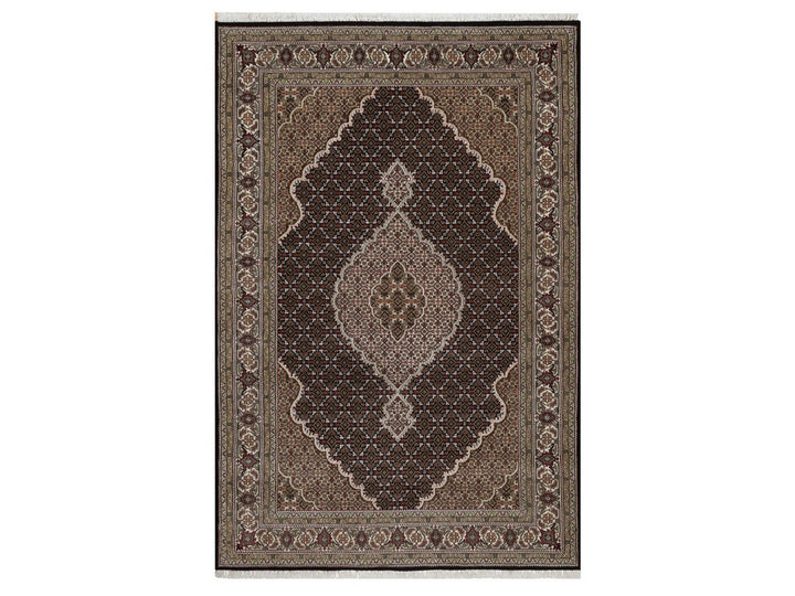 6'0" x 9'0" New Hand Knotted Black Wool Rectangle Oriental Rug - MOA10292707
