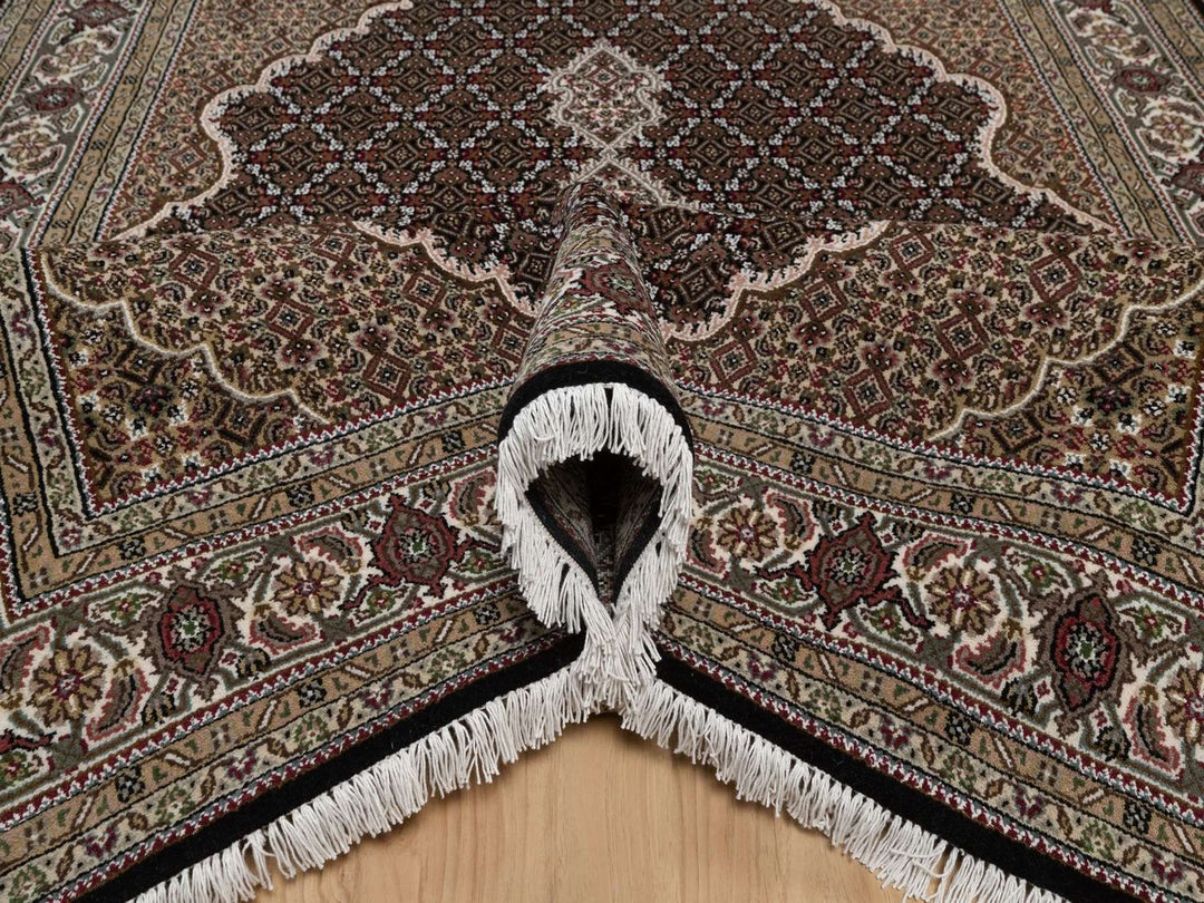 6'0" x 9'0" New Hand Knotted Black Wool Rectangle Oriental Rug - MOA10292707