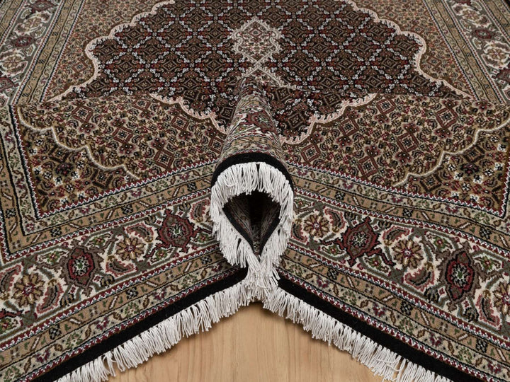 6'0" x 9'0" New Hand Knotted Black Wool Rectangle Oriental Rug - MOA10292707