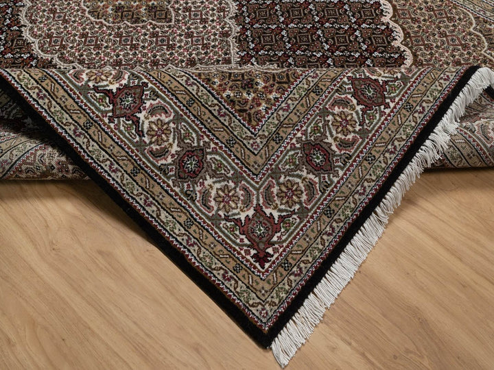 6'0" x 9'0" New Hand Knotted Black Wool Rectangle Oriental Rug - MOA10292707