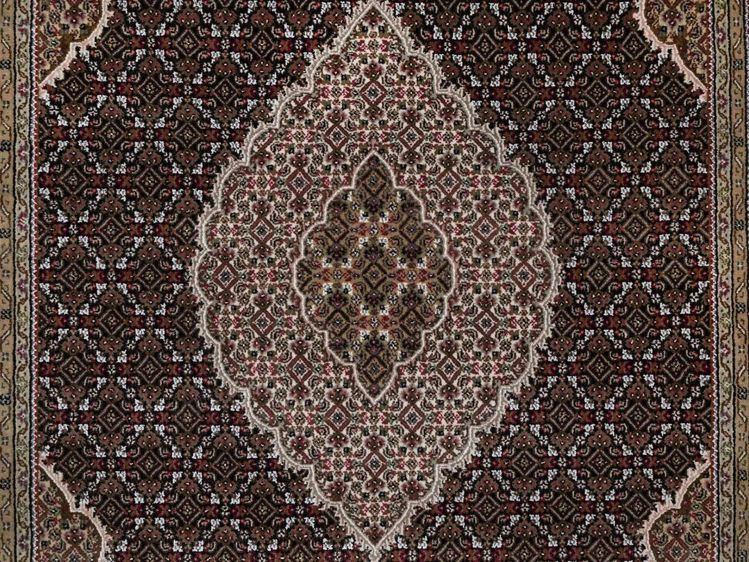 6'0" x 9'0" New Hand Knotted Black Wool Rectangle Oriental Rug - MOA10292707