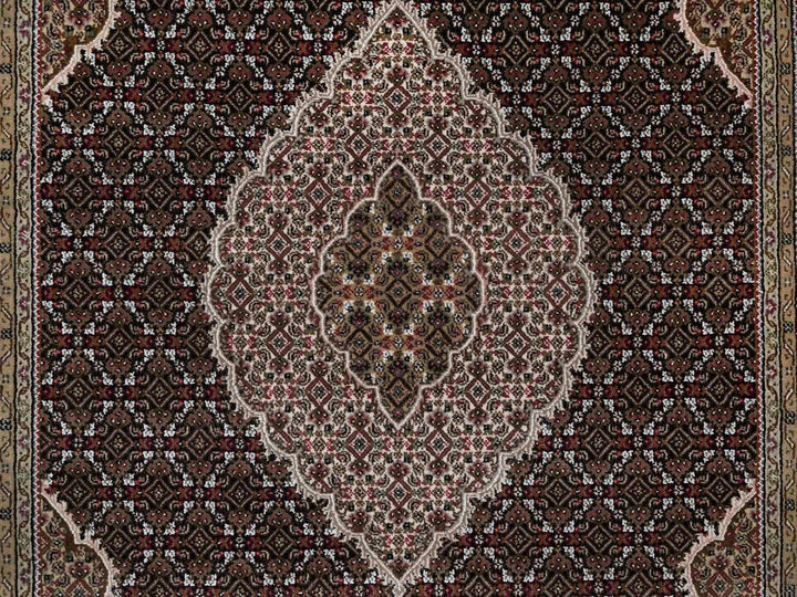 6'0" x 9'0" New Hand Knotted Black Wool Rectangle Oriental Rug - MOA10292707
