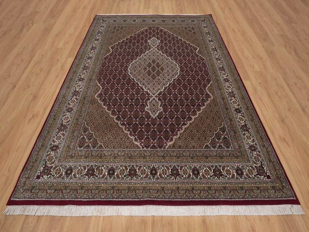 7'9" x 9'11" New Hand Knotted Red Wool Rectangle Oriental Rug - MOA10292710