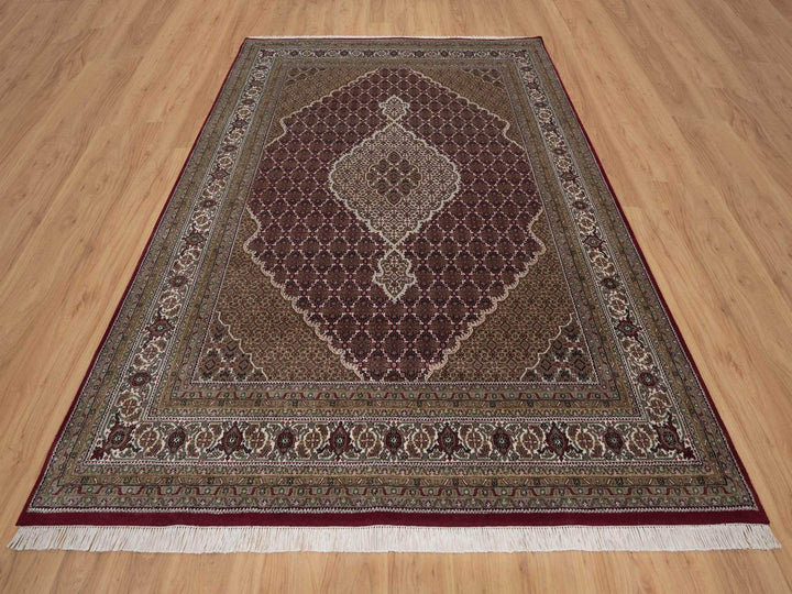 7'9" x 9'11" New Hand Knotted Red Wool Rectangle Oriental Rug - MOA10292710