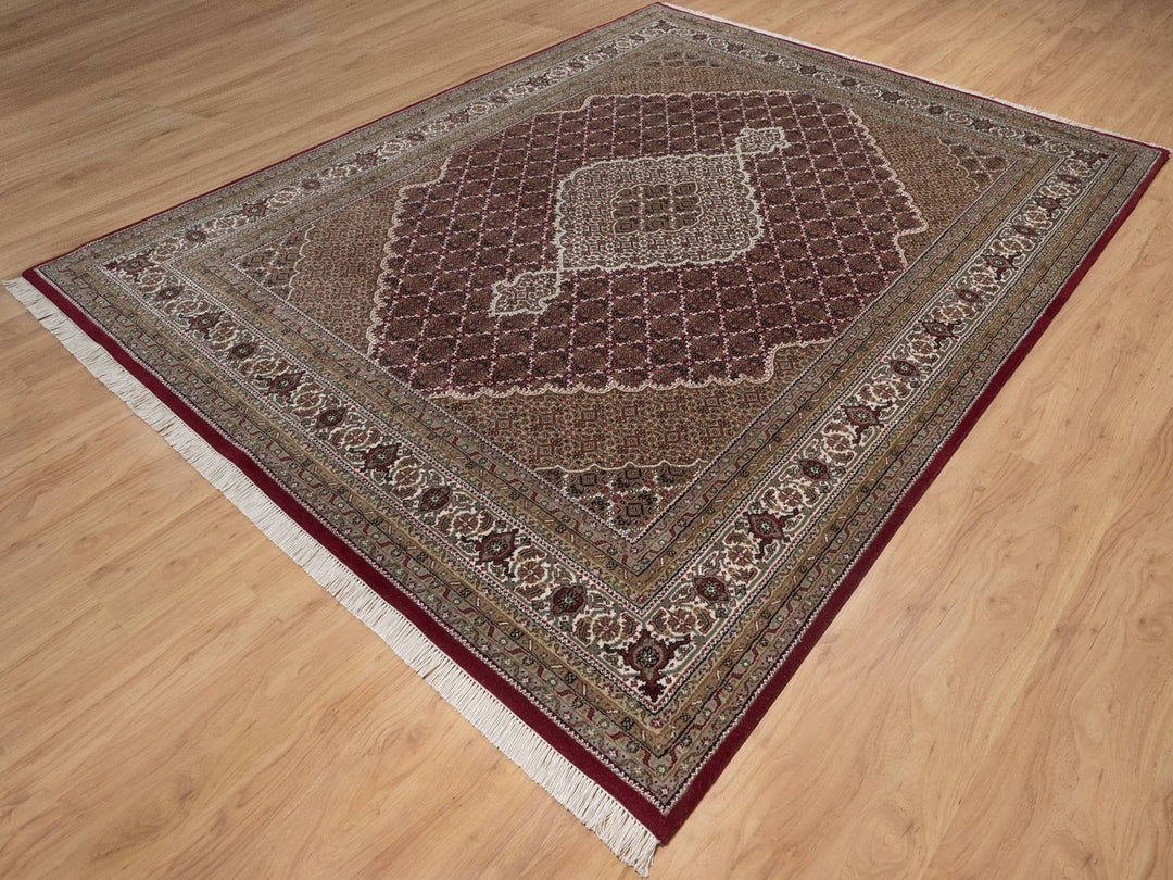 7'9" x 9'11" New Hand Knotted Red Wool Rectangle Oriental Rug - MOA10292710
