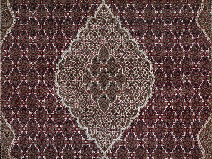 7'9" x 9'11" New Hand Knotted Red Wool Rectangle Oriental Rug - MOA10292710