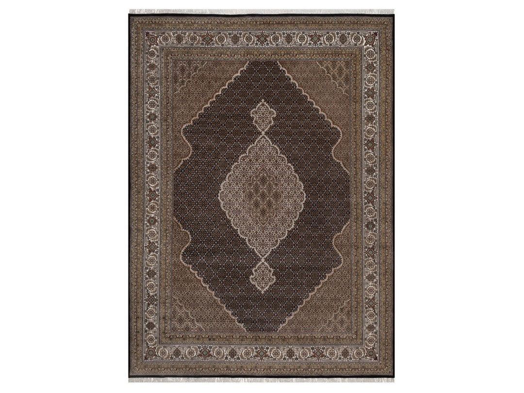 8'10" x 12'1" New Hand Knotted Black Wool Rectangle Oriental Rug - MOA10292711