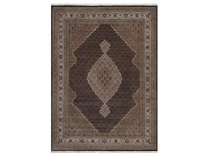 8'10" x 12'1" New Hand Knotted Black Wool Rectangle Oriental Rug - MOA10292711
