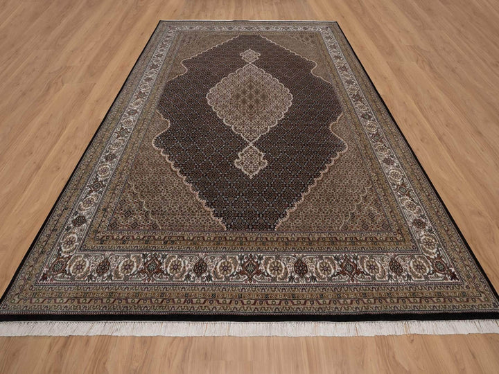 8'10" x 12'1" New Hand Knotted Black Wool Rectangle Oriental Rug - MOA10292711