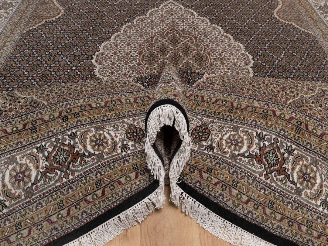 8'10" x 12'1" New Hand Knotted Black Wool Rectangle Oriental Rug - MOA10292711