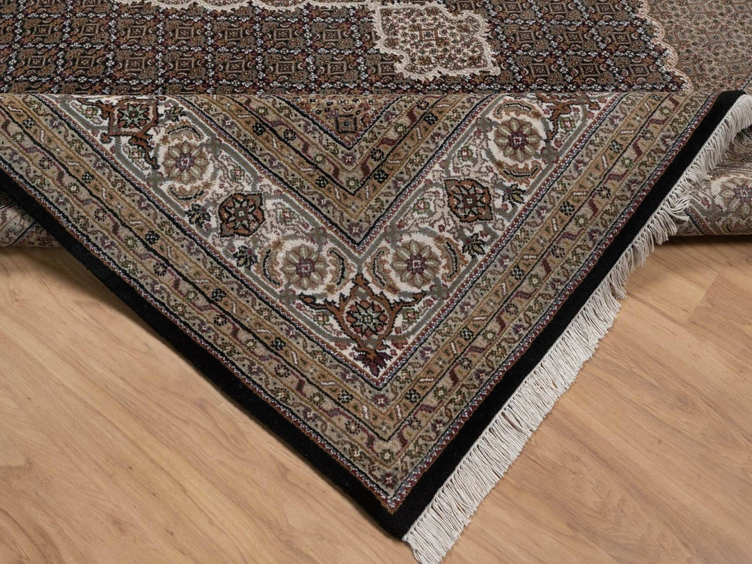 8'10" x 12'1" New Hand Knotted Black Wool Rectangle Oriental Rug - MOA10292711