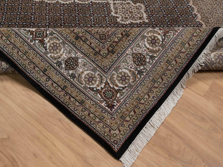 8'10" x 12'1" New Hand Knotted Black Wool Rectangle Oriental Rug - MOA10292711