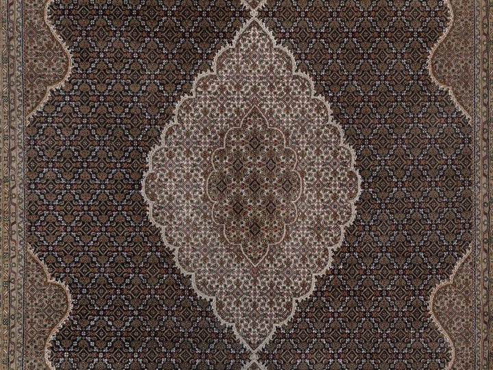 8'10" x 12'1" New Hand Knotted Black Wool Rectangle Oriental Rug - MOA10292711