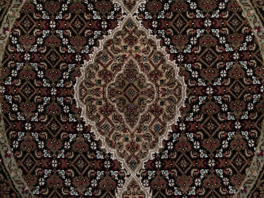 3'3" x 3'3" New Hand Knotted Black Wool Round Oriental Rug - MOA10292712