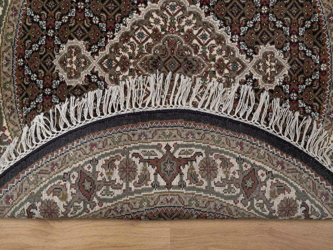 3'10" x 3'10" New Hand Knotted Black Wool Round Oriental Rug - MOA10292714